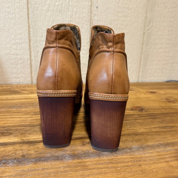 Korks by Kork Ease Robin Brown Leather Ankle Boots Women's 11M Heeled Booties - Picture 4 of 10